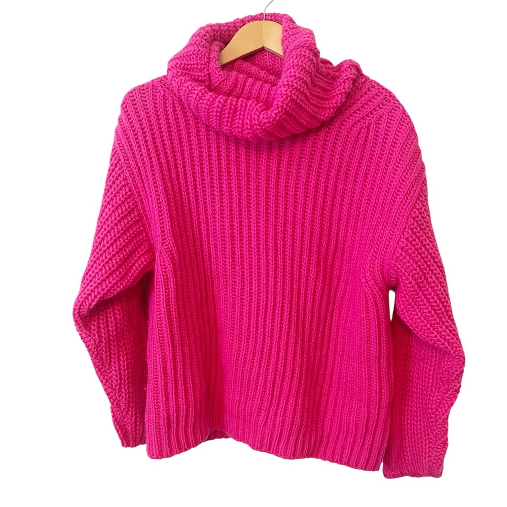 Essentiel Antwerp Anjou Pink Wool Blend Ribbed Knit Turtleneck Sweater Small‎
